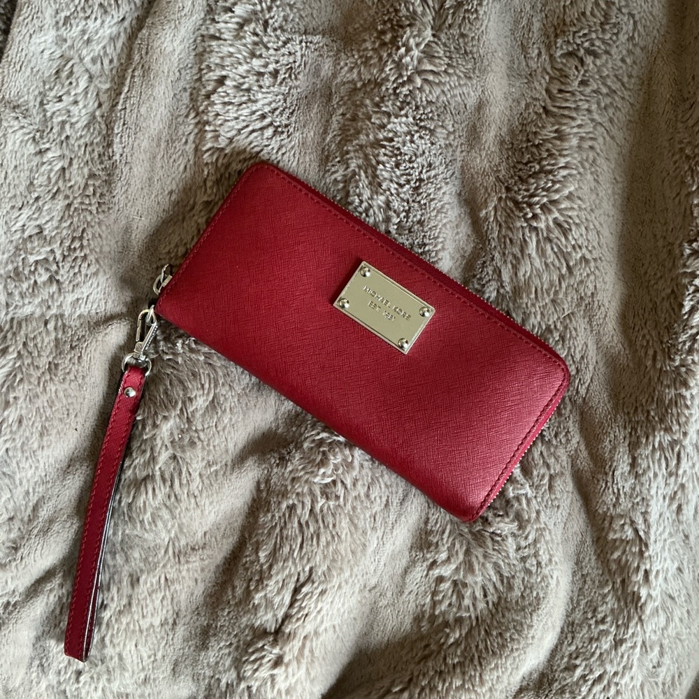 Michael Kors Cherry Red Wristlet Wallet